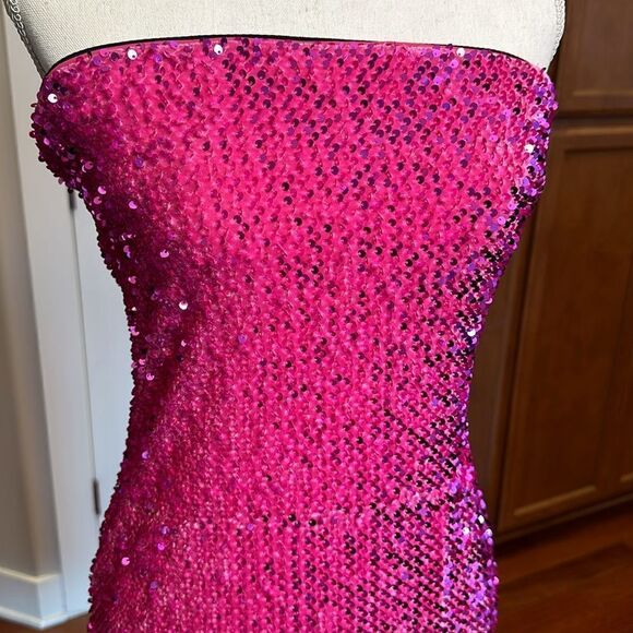MAGENTA SEQUIN DRESS BODYCON MIDI ROMINA LINED FASHION NOVA PARTY VEGAS NWT SZ L - Picture 6 of 13